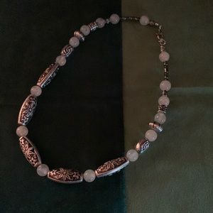 Elegant Silver and White Beaded Necklace